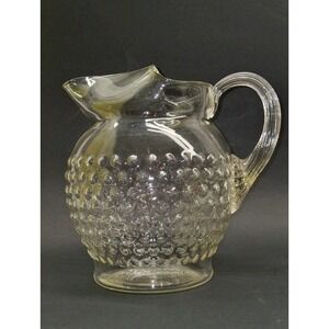 MacBeth Evans Glass MACHOB Crystal Bulbous Ice Lip Water Pitcher (Reeded Handle)